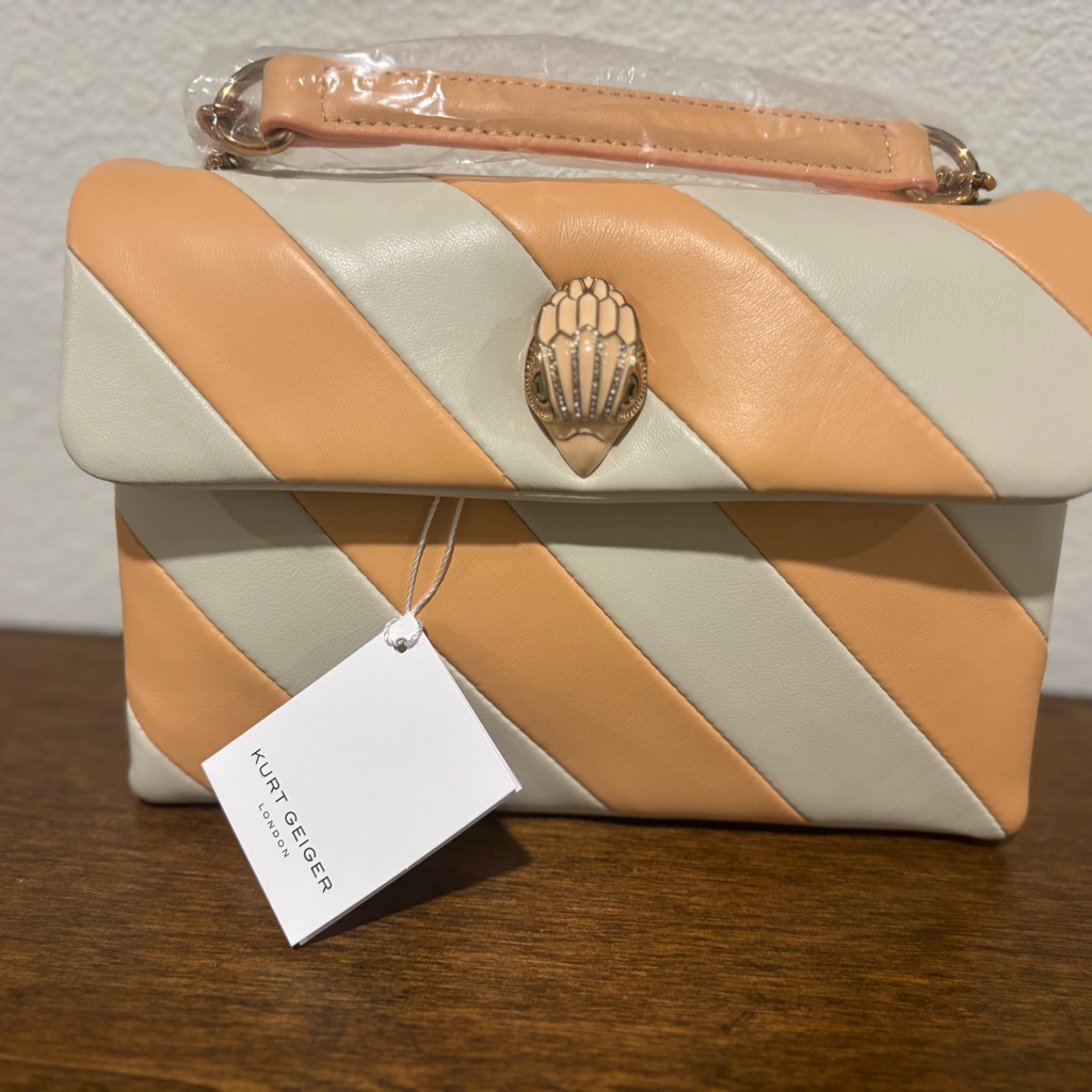 Kurt Geiger Medium Kesington Crossbody Women's Cream And Orange Bag